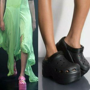 SALE Runway Celebrity Platform CROC Sandals BLACK